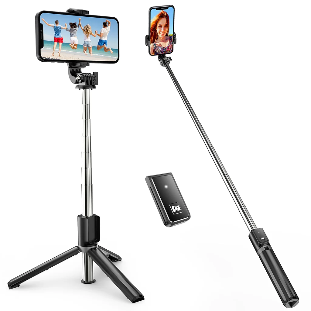 ATUMTEK 60 Selfie Stick Trépied, Trépied de téléphone extensible  tout-en-un avec télécommande Bluetooth Rotation à 360° 