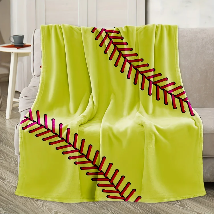 Comstylish Softball Patterned Anti-pilling flannel Blanket