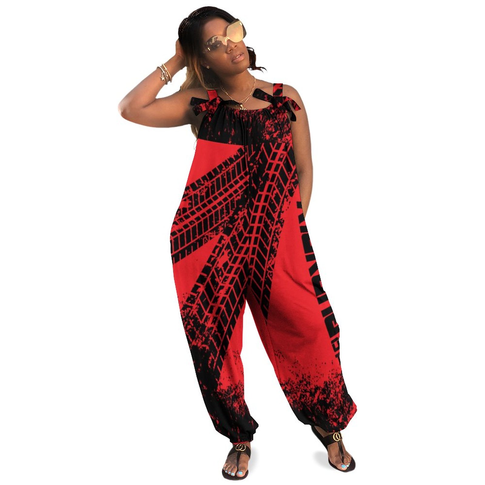 Kia Kaha One Tribe Plus Size Women Rompers Summer Casual Loose Embellished Jumpsuit Wide Leg Boho Pockets Polyester Spandex