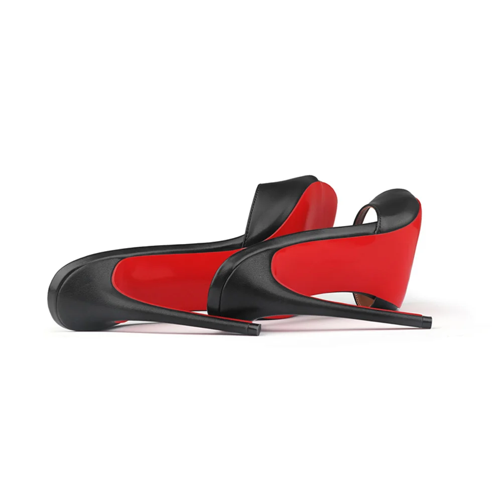 120mm Red Bottom Women's  Pointed Toe Mules Heels Slip on Sandals Stilettos Party Matte Wedding Shoes-MERUMOTE