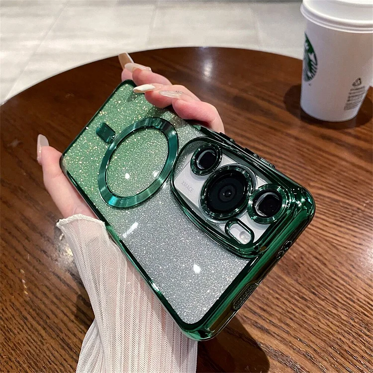 Plating Gradient Glitter For Magsafe Case For Huawei P60 Pro P40 P30 P50 Pro Mate 60 50 40 Soft Silicone Magnetic Wireless Cover
