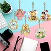 >SALE<6PCS Double Sided Round Diamond Painting Art Keychain Pendant (Animal World)
