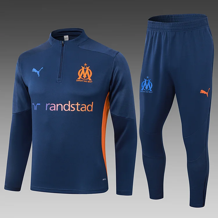 24-25 Marseille Olympic half-zip training suit royal blue