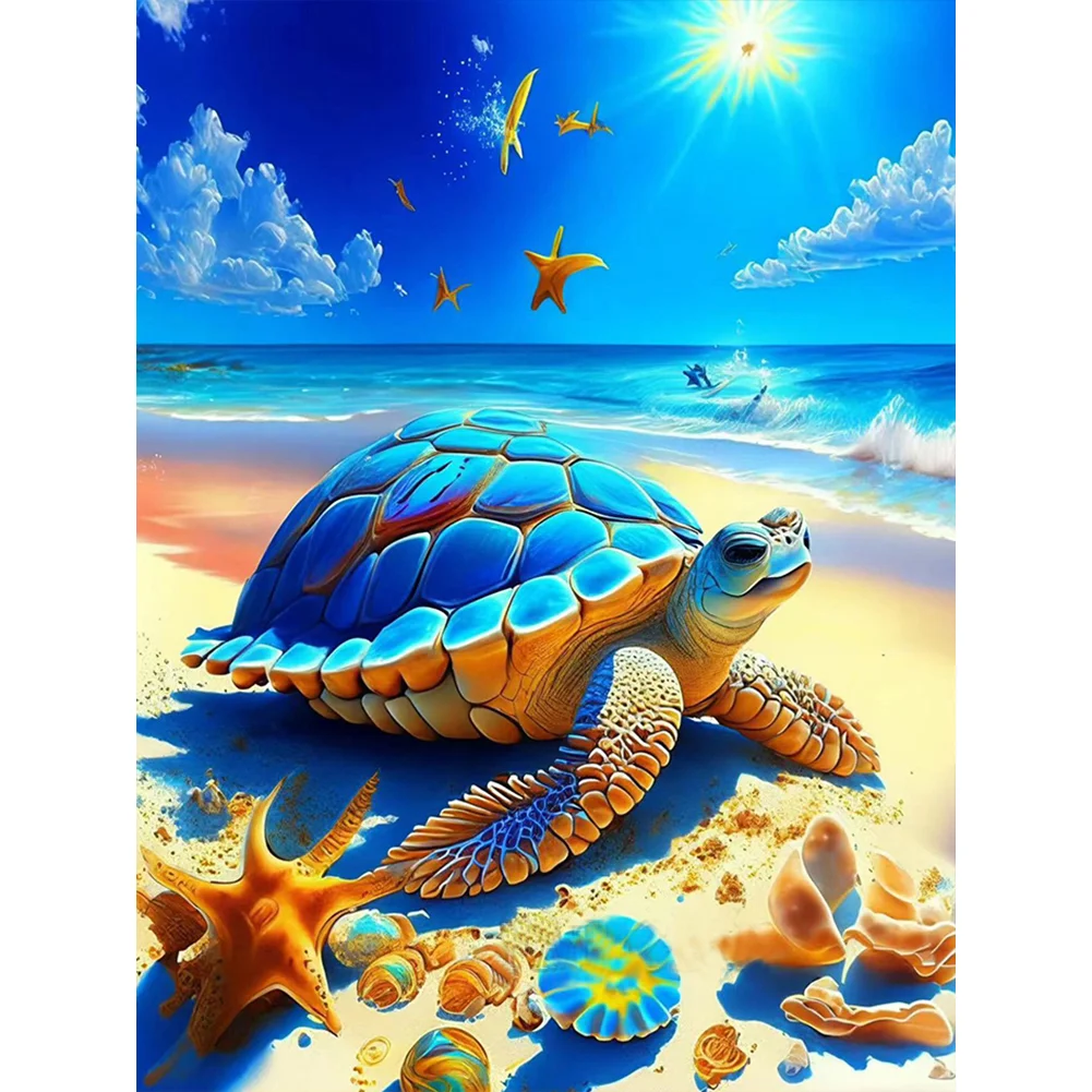 Full Round Diamond Painting - Beach Turtle(30*40cm)
