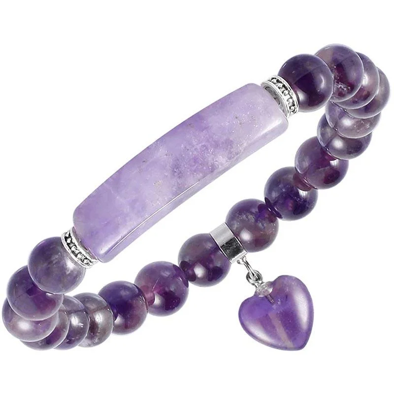 Natural Quartz Love Heart Healing Beads Bracelet