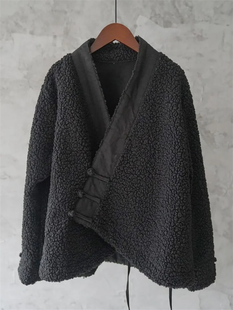 Vintage Japanese Style Cozy Fleece Kimono Cardigan