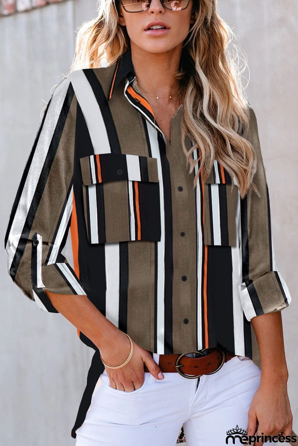 Striped Modern Shirt with Pockets