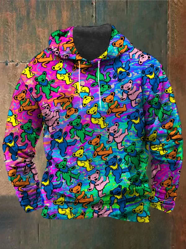 Unisex Bear Print Heavyweight Hoodies