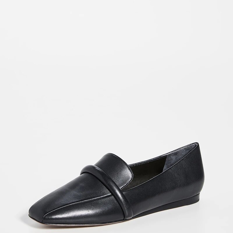 TAAFO Black Strap Loafers Square Toe Women's Flats Casual Ladies Office Concise Shoes