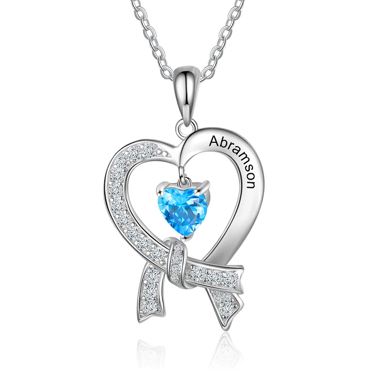 Collar con nombre de corazón de plata 925 1 nombre 1 piedra de nacimiento