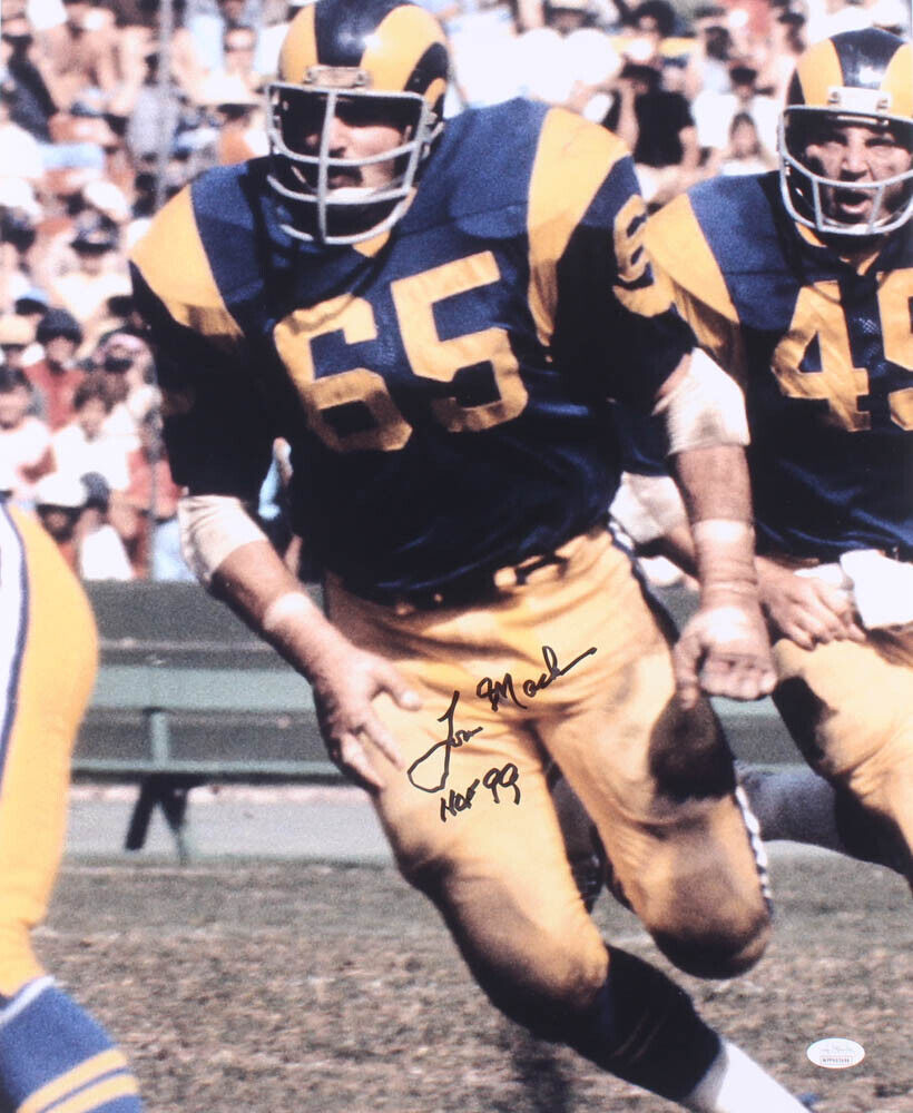 Tom Mack Signed LA Rams Football 16 x 20