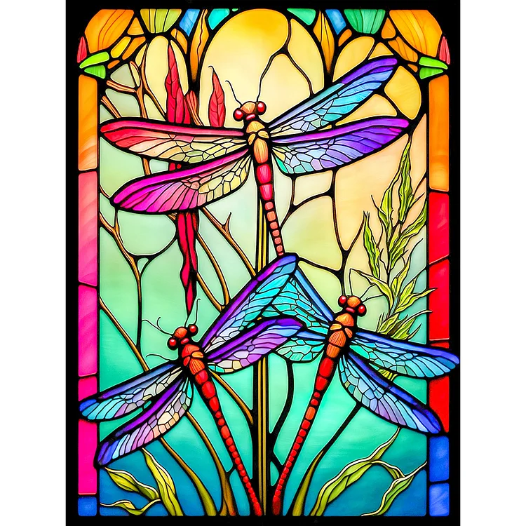 Stained Glass Dragonfly - Paint by Numbers