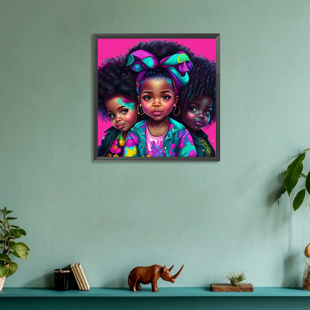 Diamond Painting - Full Round Drill - Black Girl(Canvas|30*30cm)