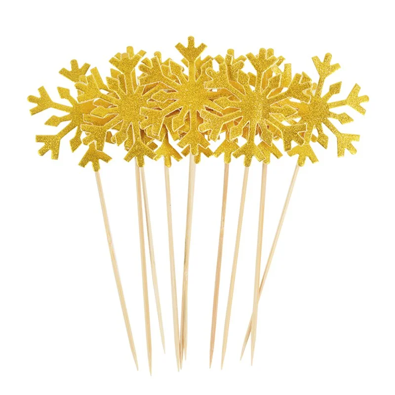 20pcs Ice Snowflake Cupcake Topper Christmas Kids Birthday Cake Toppers Baby Shower Wedding Party Cake Decoration Xmas Supplies