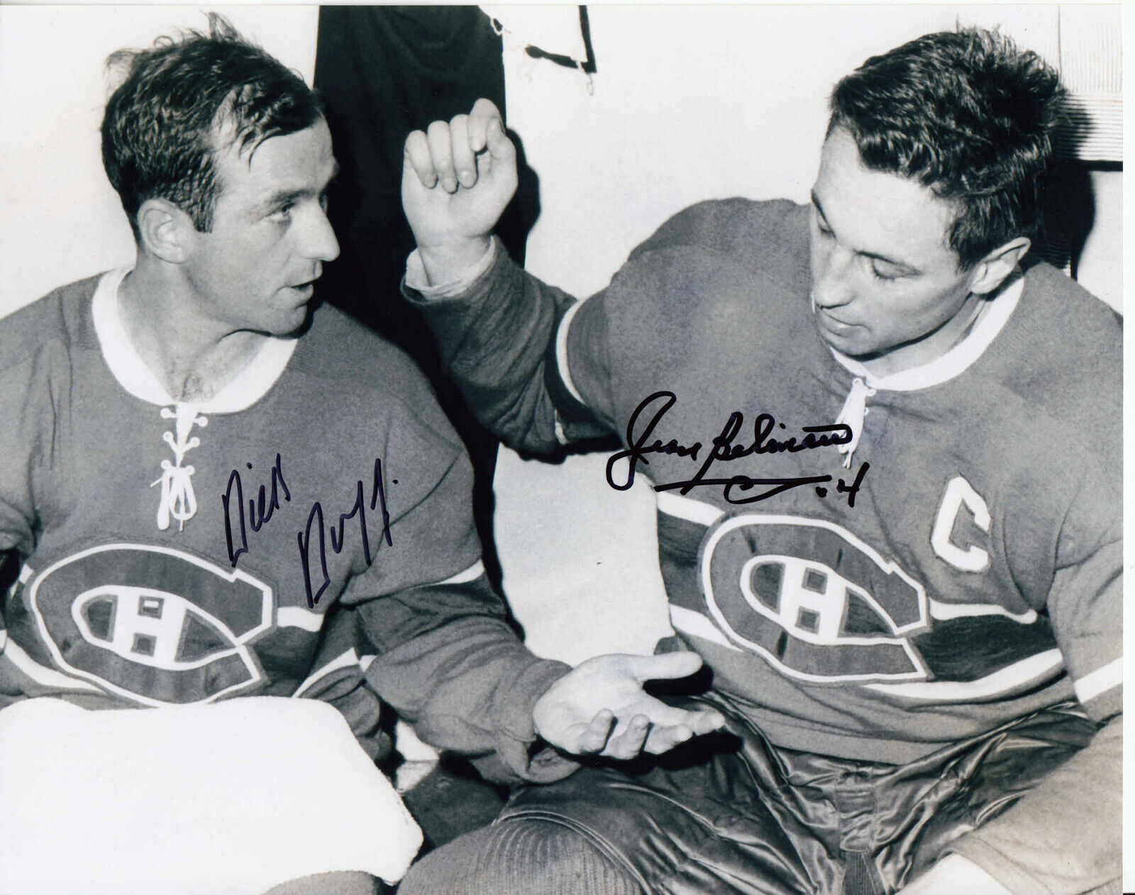 Jean Beliveau Dick Duff #0 8x10 Signed Photo Poster painting w/ COA Montreal Canadiens 032419