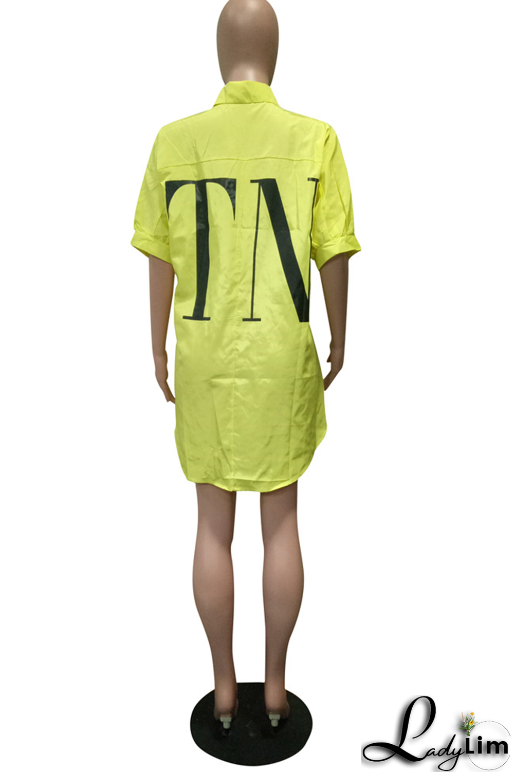 Green Fashion Print Patchwork Turndown Collar Tops