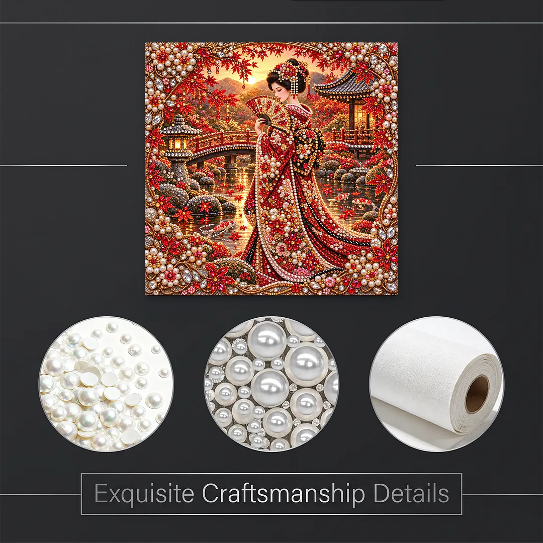 Japanese Girl Diamond Painting Kit Partial Drill 15.75x15.75in