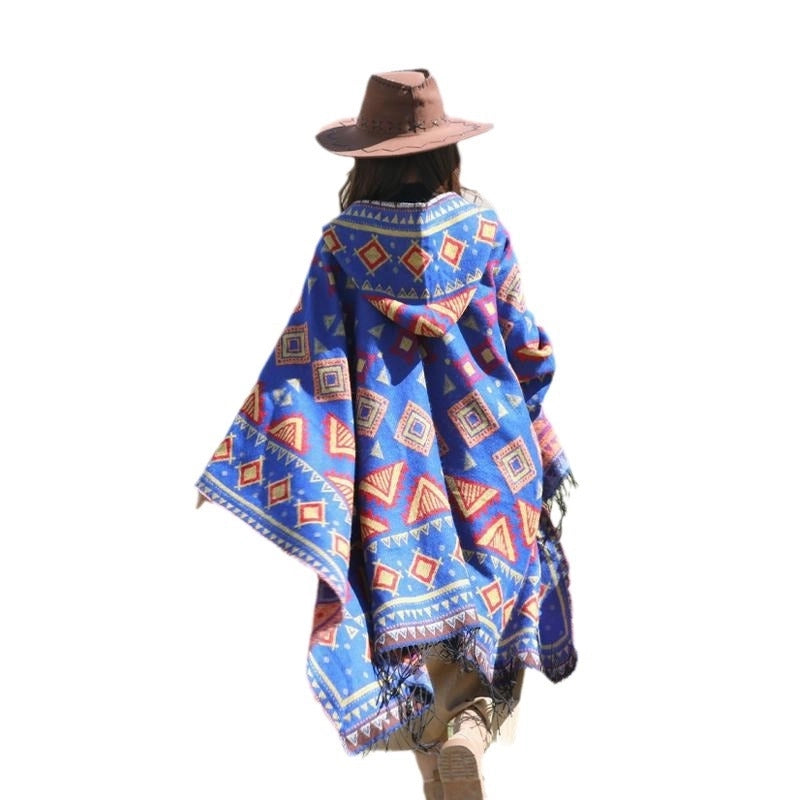 Ethnic Style Hooded Shawl Cloak Lijiang Xinjiang Tibet Northwest Tourism Wear Photograph Warm Outer Cape
