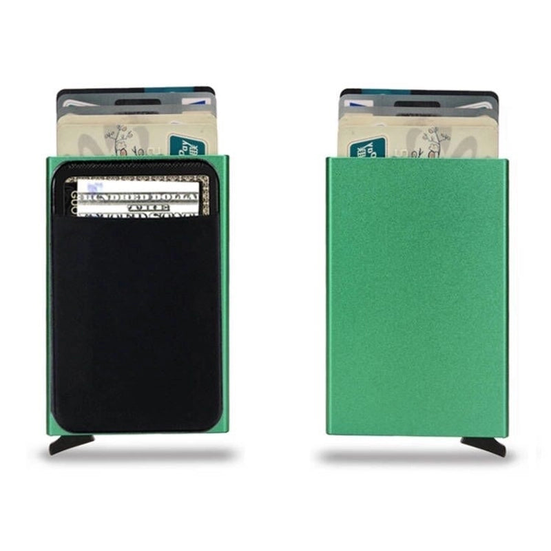 Men’s Solid Color Cloth Aluminium Alloy Open Card Holder
