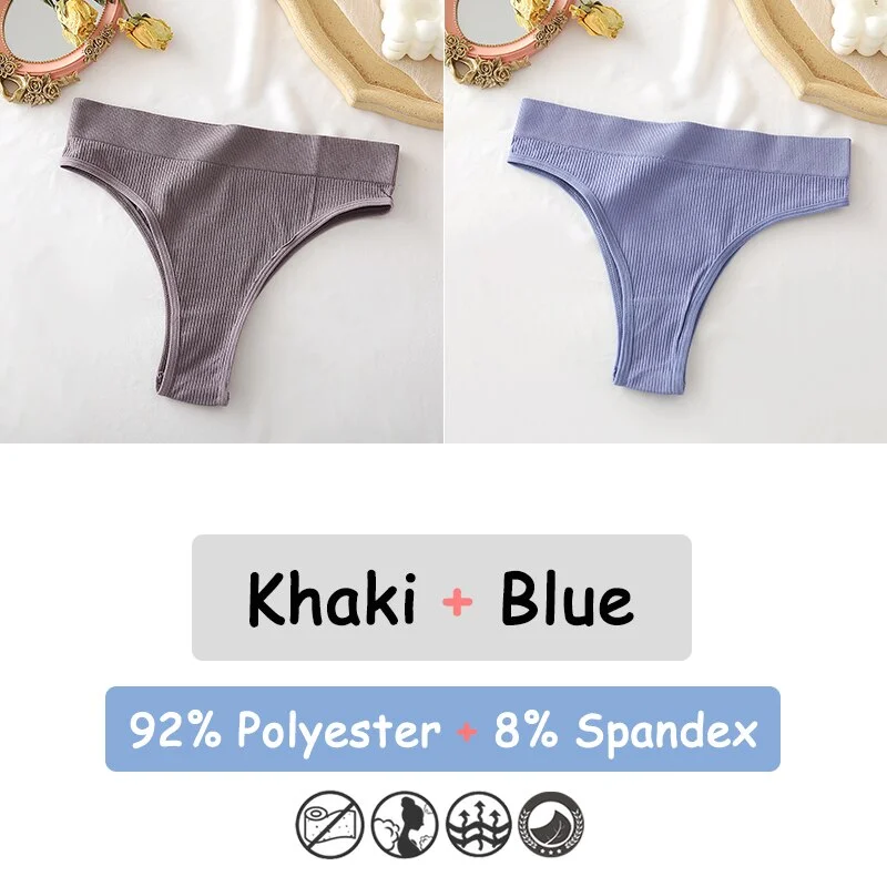 Billionm Women's Thong Seamless High Waisted Women's Panties Sexy Lingerie Comfortable Cotton Briefs Intimates Female Underpants