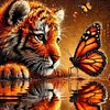 Tiger und Schmetterling - Rundbohrer Diamantmalerei - 30*30cm