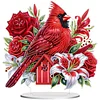 (US Only)2D Flat Print Flower Cardinal DIY Double-Sided Desktop Diamond Art Kits