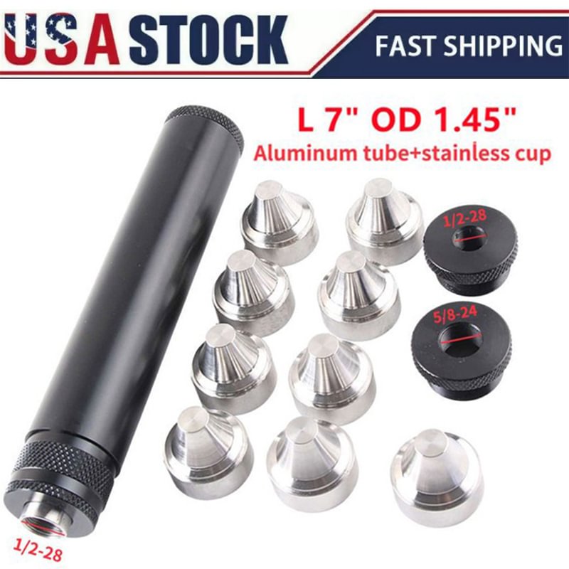 7''L 1.45''OD Aluminium tube Stainless Steel Cup 1/2x28 5/8x24 solvent trap Fuel Filter oil catching cleaning device kit + 1-3/16x24 P