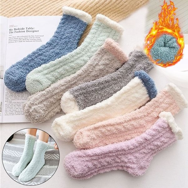 Women Winter Warm Soft Fluffy Bed Socks Lounge Slipper Coral Velvet Fleece Socks - Shop Trendy Women's Fashion | TeeYours