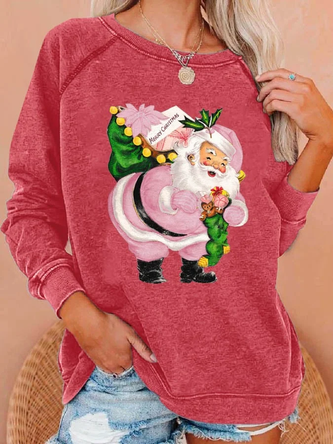 Women'S Santa Sequins Print Casual Sweatshirt-mysite