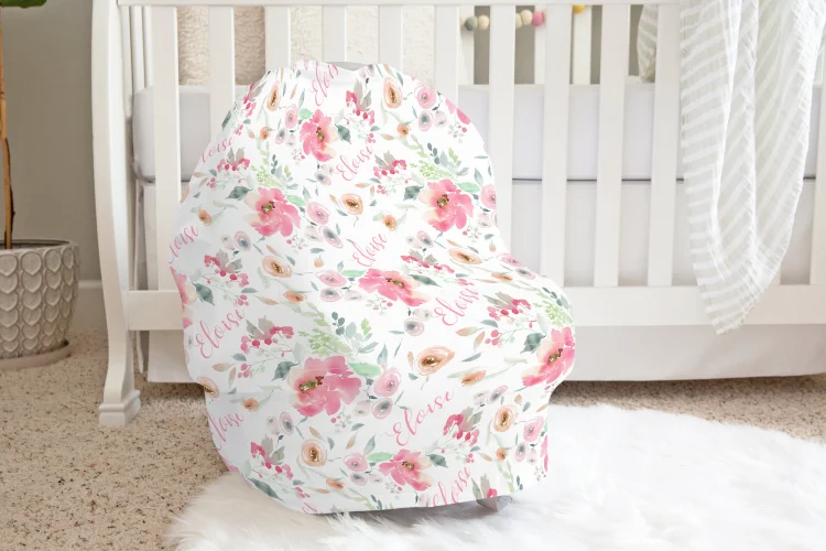 Personalized Baby Flower Car Seat Canopy| Canopyl90