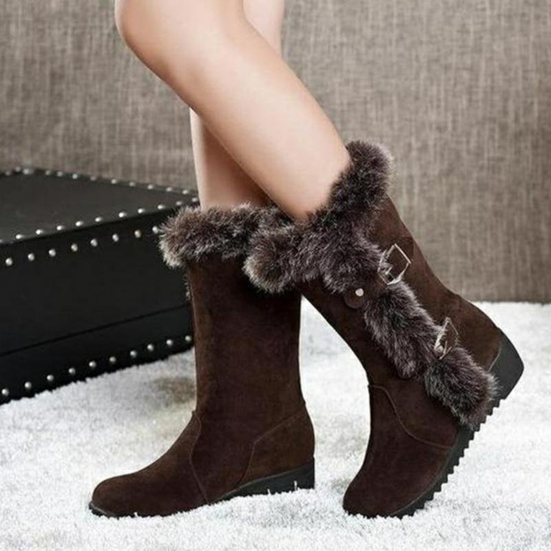Winter Women Mid Calf Boots High Tube Classic Thick Fleece Models Snow Boots