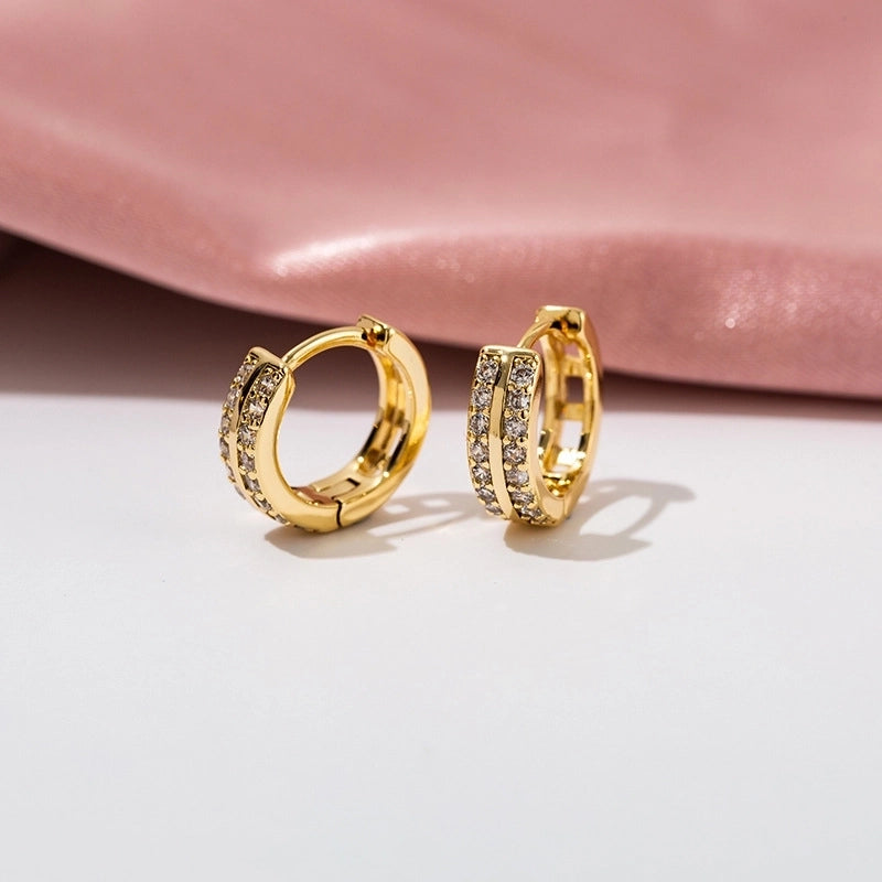 1 Pair Casual Minimalist Geometric Copper Zircon Earrings