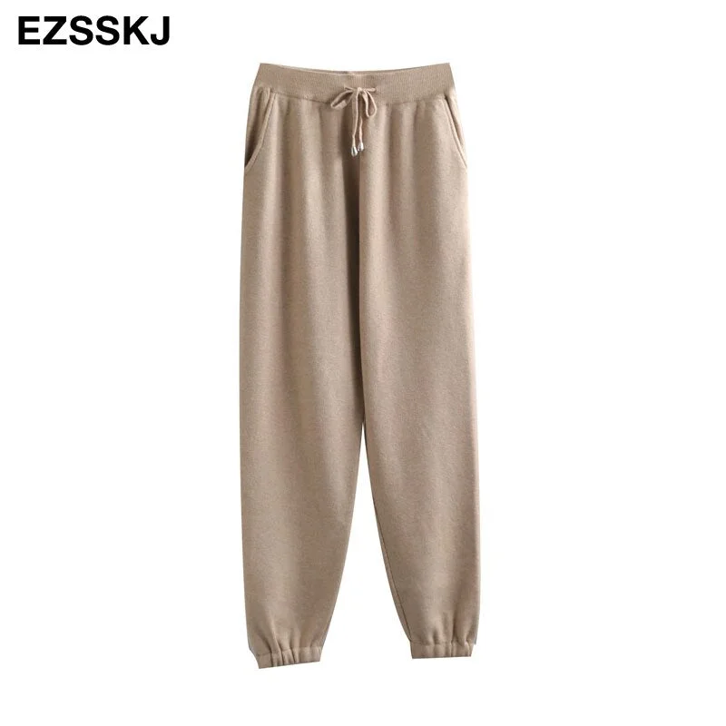 Tracksuit Women Elastic Waist Drawstring Trousers Thick Track warm sweater Pants Autumn Winter Sport swear Women'S Pants New