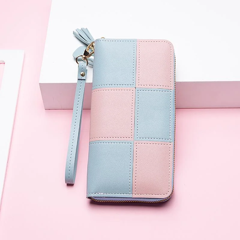 Fashion Wallet Long Girl Bag New Contrast Zipper Carry Wallet Card Bag