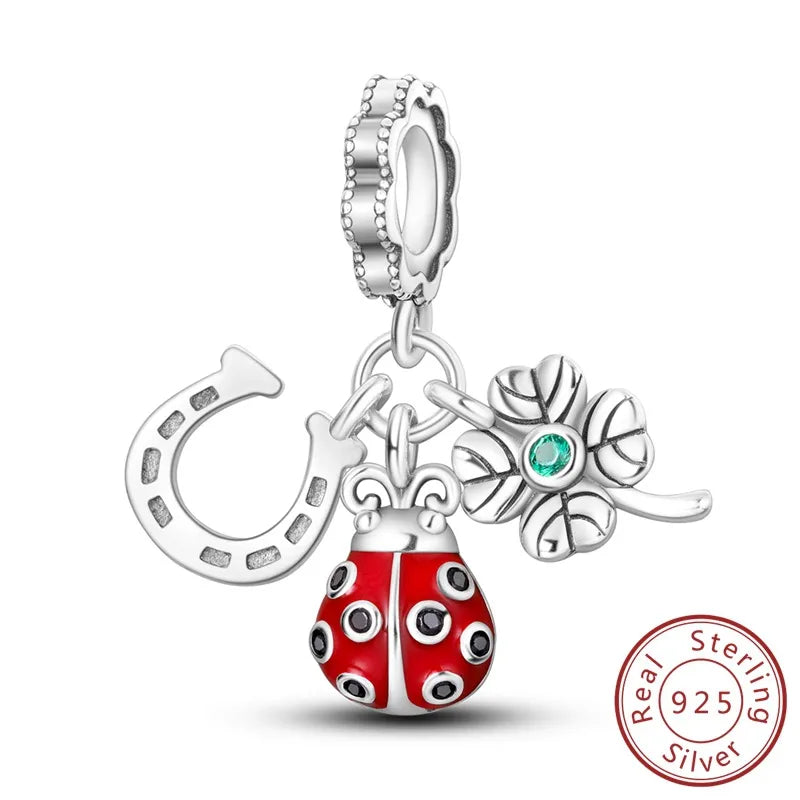 1 Piece 20.3*13.9mm 925 Sterling Silver Zircon Infinity Moon Pendant Beads Jewelry Accessories