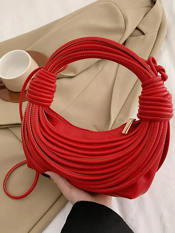 Bowknot Solid Color Tasseled Zipper Bags Accessories