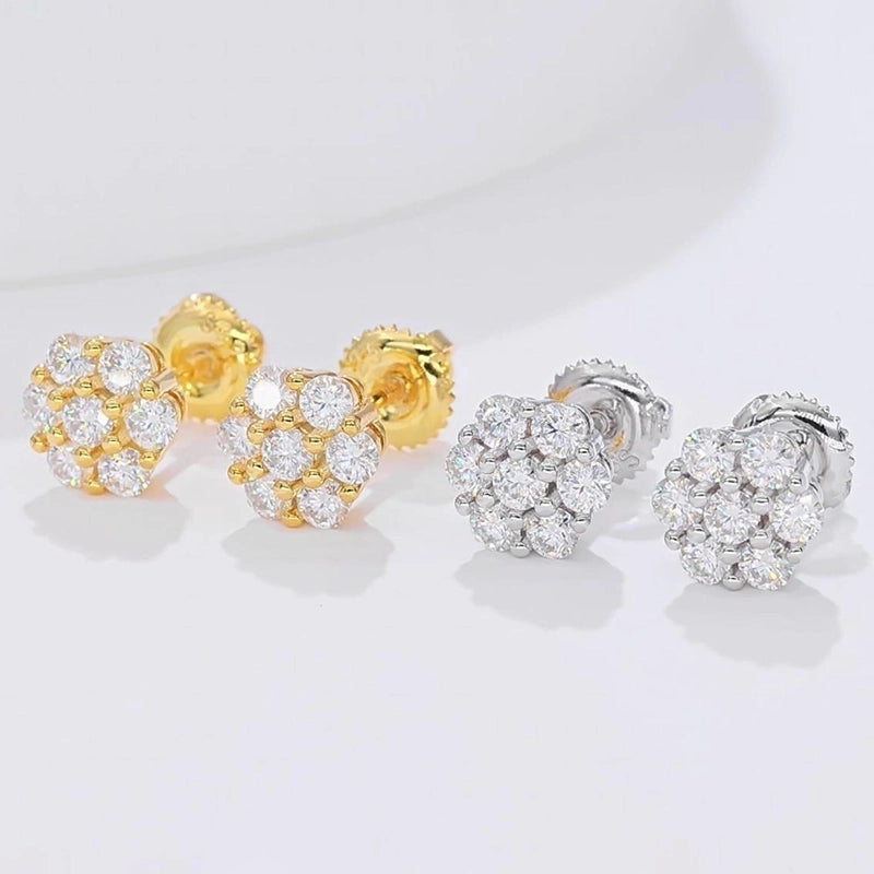 1 Pair 925 Sterling Silver Moissanite Geometric Ear Studs Colorless(DEF)