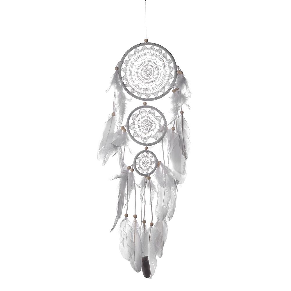 

Handmade Feather Dream Catcher Wind Chimes Lighting Pendant Wedding Decor, 501 Original
