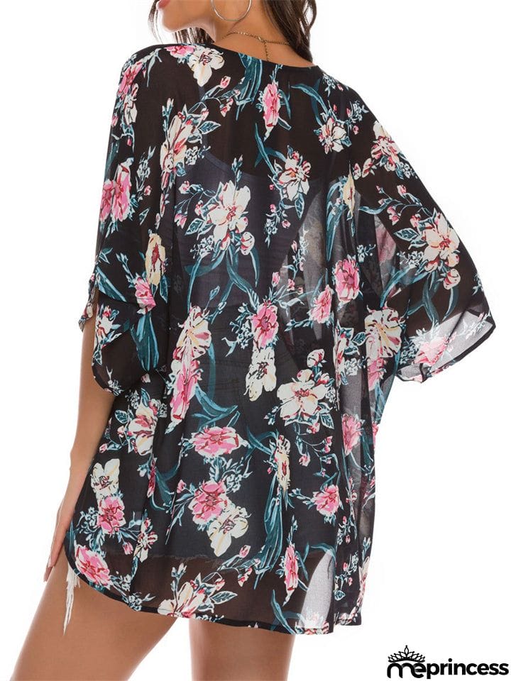 Floral Printed Half Sleeve Chiffon Blouses