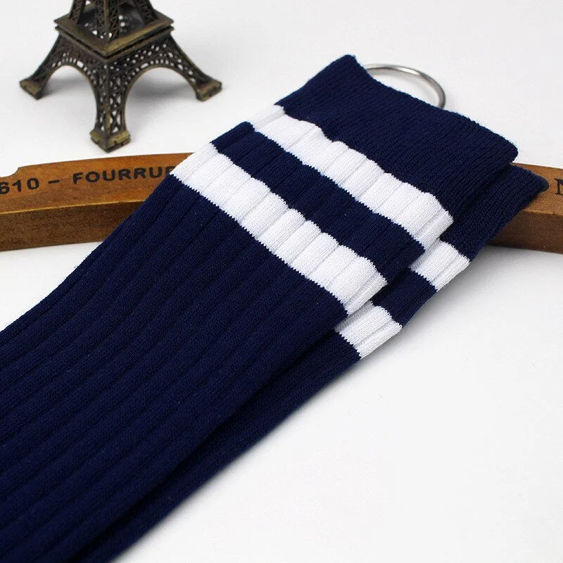 Stockings Women Striped Knitted Warm Winter Elasticity Kawaii Japanese Style Thigh High Womens Stocking All-match Simple daily