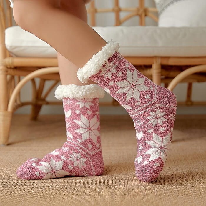 Women Fleece Christmas Slipper Socks