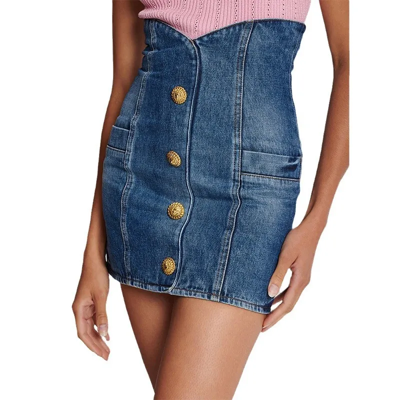 Nigikala Nigikala New Star Fashion Washing Denim Bag Hip High Waist Skirt Mini Skirt