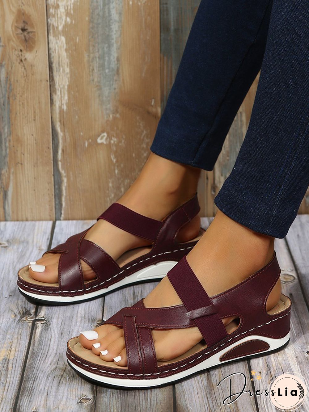 Casual Elastic Low Heel Sandals