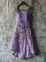 Vintage Celtic Knot With Cherry Blossoms Pattern Linen Tank Dress - Image 4