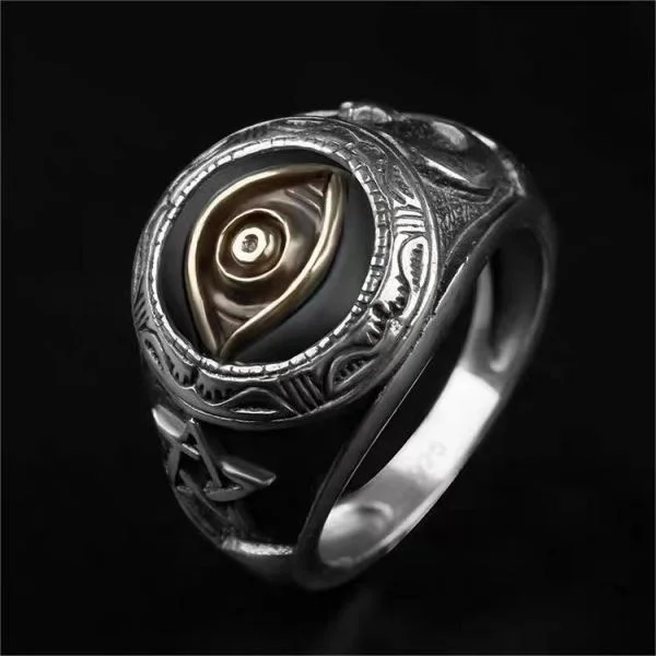 Sterling Silver Egypt Evil Eye Gold Exorcism Ring