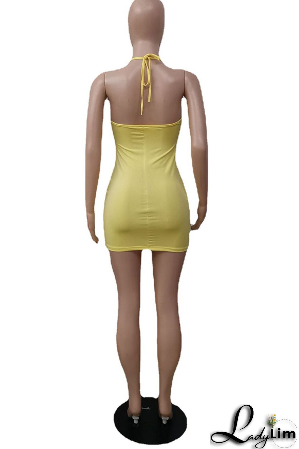 Sky Blue Sexy Casual Solid Backless V Neck Sling Dress