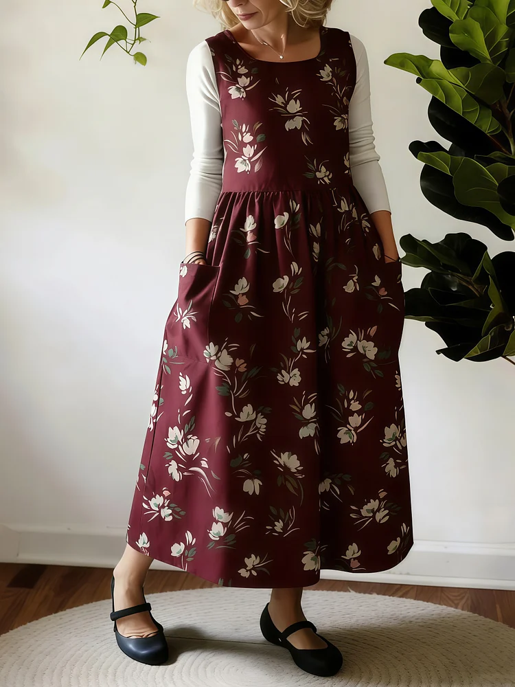 Burgundy Bloom Elegant Apron