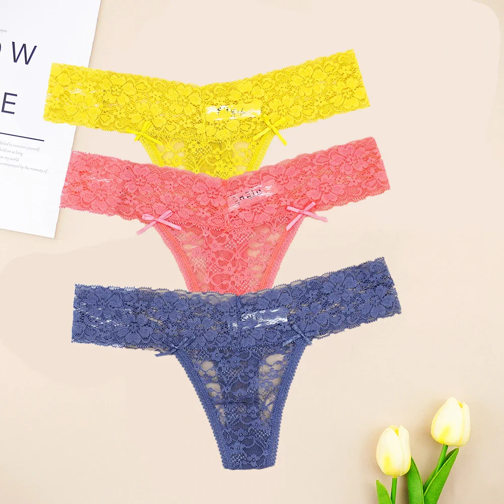Billionm Sexy Full Lace Panties Women Thongs Hollow Out String Transparent Seamless Underpants Tangas Super Low Waist T-back