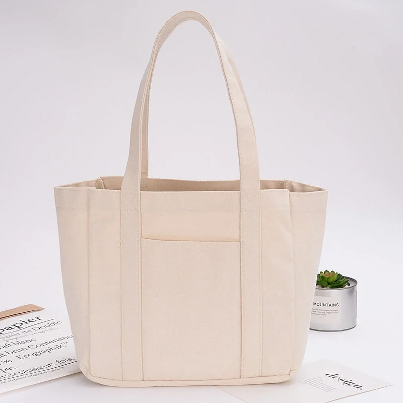 Canvas Shopping Bag Reusable Large Tote Grocery Quality Stereoscopic