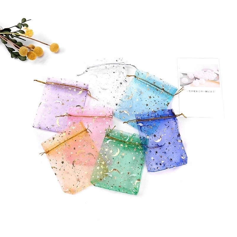 50 Pieces Star Moon Beam Gift Bag Ornament Candy Bronzing Gauze Bag